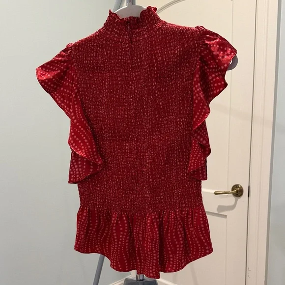 Cinq à Sept Red Ruffle Blouse - Picture 2 of 4
